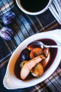 Red Wine and Honey-Poached Pears and Plums Recipe Image